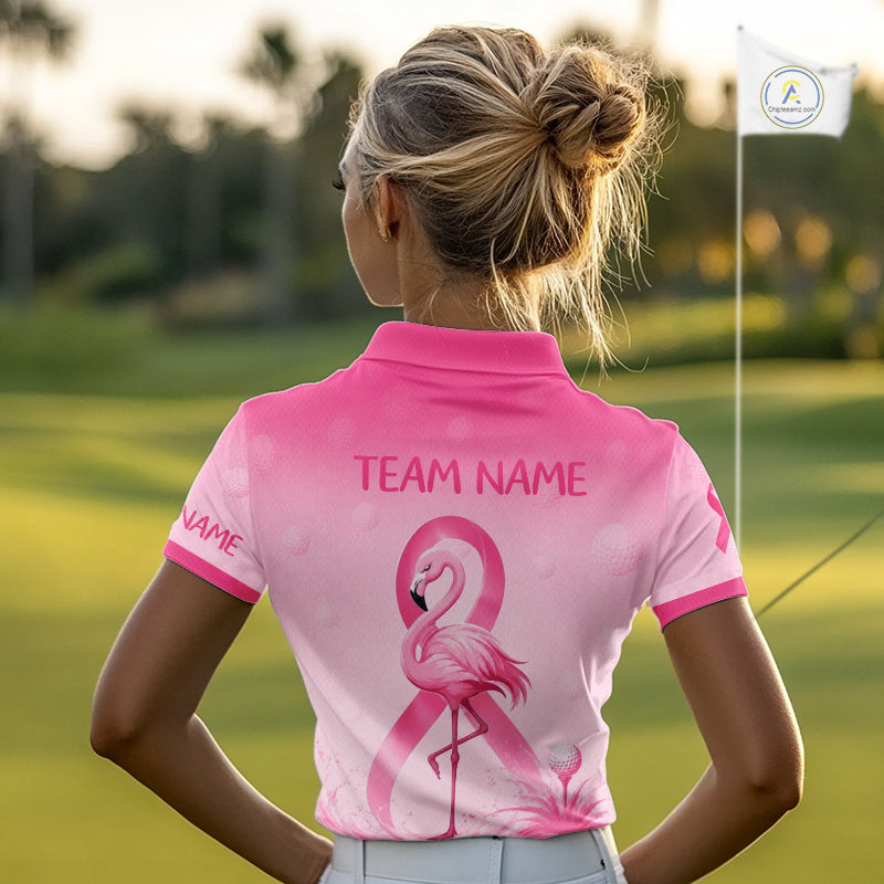 Customizable breast cancer awareness golf shirt, add player name and team name