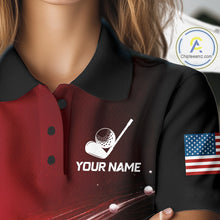 Load image into Gallery viewer, Red Ball Pattern American Flag Womens Golf Polo Shirts, Team Golf Shirts Golf Gifts NBT872