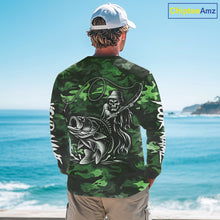 Load image into Gallery viewer, Reaper Fishing Largemouth Bass Long Sleeve Fishing Shirts Green Camo, Camo Fishing Shirt NBT392