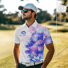 Load image into Gallery viewer, Mens Golf Polo Shirts Custom Hologram Tropical Leaves Golf Shirts, Mens Golf Tops NBT544