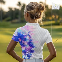 Load image into Gallery viewer, Womens Golf Polo Shirts Custom Hologram Tropical Leaves Golf Shirts, Womens Golf Tops NBT544