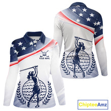 Load image into Gallery viewer, American Flag White Womens Golf Polo Shirts Custom Patriotic Womens Golf Top, Golf Gifts NBT547