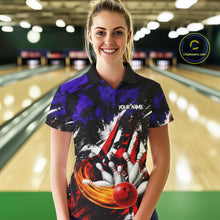 Load image into Gallery viewer, Custom Bowling Quarter Zip Shirt For Women USA Flag Bowling Jersey Polo &amp; 1/4 Zip Bowling Team Shirts NBT880