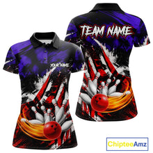 Load image into Gallery viewer, Custom Bowling Quarter Zip Shirt For Women USA Flag Bowling Jersey Polo &amp; 1/4 Zip Bowling Team Shirts NBT880