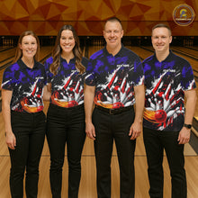Load image into Gallery viewer, Custom Bowling Quarter Zip Shirt For Women USA Flag Bowling Jersey Polo &amp; 1/4 Zip Bowling Team Shirts NBT880