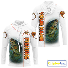 Load image into Gallery viewer, Crappie Fishing White Fishing Team Crappie Custom Name Long Sleeve Hooded UV Protection Fishing Shirts NBT550