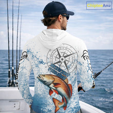 Load image into Gallery viewer, Custom Redfish Long Sleeve Hooded Fishing Shirts Saltwater Fish, Compass Offshore Tournament Fishing Shirts NBT551