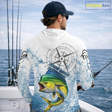 Load image into Gallery viewer, Custom Mahi Mahi Long Sleeve Hooded Fishing Shirts Saltwater Fish, Compass Offshore Tournament Fishing Shirts NBT552
