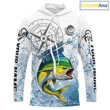 Load image into Gallery viewer, Custom Mahi Mahi Long Sleeve Hooded Fishing Shirts Saltwater Fish, Compass Offshore Tournament Fishing Shirts NBT552