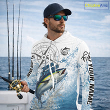Load image into Gallery viewer, Custom Yellowfin Tuna Long Sleeve Hooded Fishing Shirts Saltwater Fish, Compass Offshore Tournament Fishing Shirts NBT553