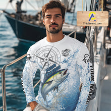 Load image into Gallery viewer, Custom Yellowfin Tuna Long Sleeve Fishing Shirts Saltwater Fish, Compass Offshore Tournament Fishing Shirts NBT553