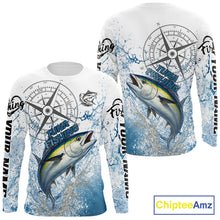 Load image into Gallery viewer, Custom Yellowfin Tuna Long Sleeve Fishing Shirts Saltwater Fish, Compass Offshore Tournament Fishing Shirts NBT553