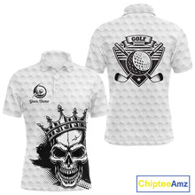 Load image into Gallery viewer, Funny Skull Mens Golf Polo Shirts Golf Camo Pattern Custom Name Skull Golf  Shirt, Golf Attire NBT555