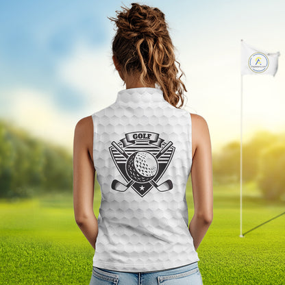 Funny Skull Womens Sleeveless Golf Polo Shirts Golf Camo Pattern Custom Name Skull Golf Shirt, Golf Attire NBT555