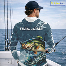 Load image into Gallery viewer, Custom Largemouth Bass Long Sleeve Hooded Tournament Fishing Shirts, Team Bass Fishing Jerseys NBT696