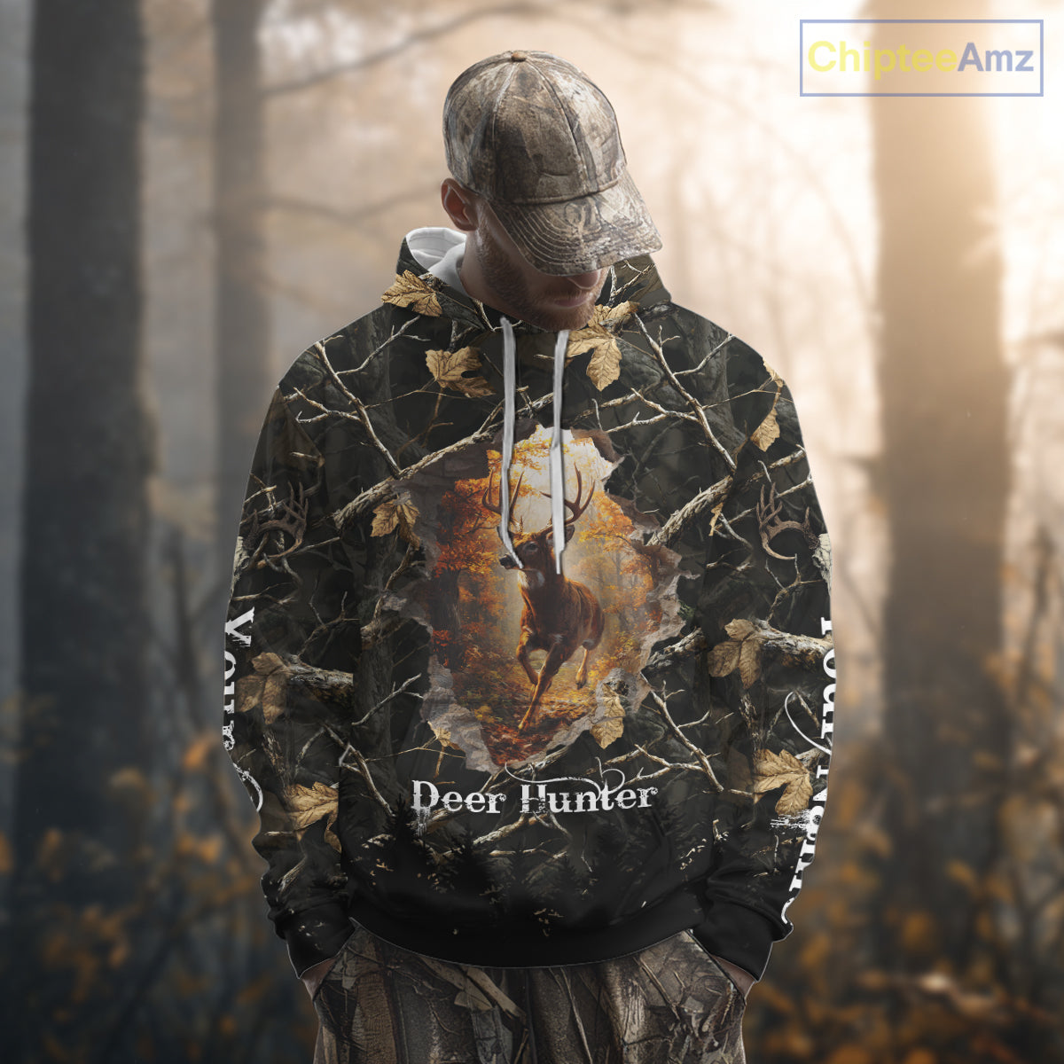 Personalized Whitetail Deer Hunting Camo 3D Print Custom Name Shirts, Hunting Gifts NBT85