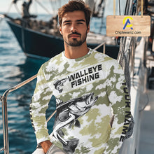 Load image into Gallery viewer, Custom Walleye Fishing Camo Long Sleeve Fishing Shirts, Personalized Walleye Fishing Team Jerseys NBT697