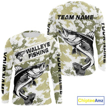 Load image into Gallery viewer, Custom Walleye Fishing Camo Long Sleeve Fishing Shirts, Personalized Walleye Fishing Team Jerseys NBT697