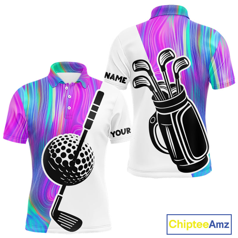 Hologram Golf Pattern Mens Polo Golf Shirts Custom Golf Team Shirts Golfer Outfit, Golf Gifts NBT699