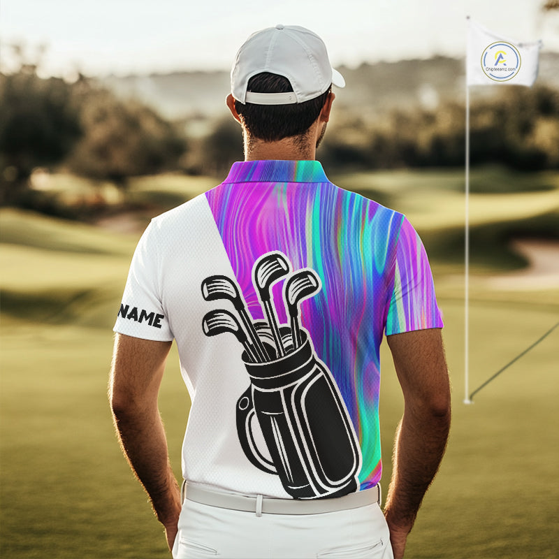 Hologram Golf Pattern Mens Polo Golf Shirts Custom Golf Team Shirts Golfer Outfit, Golf Gifts NBT699