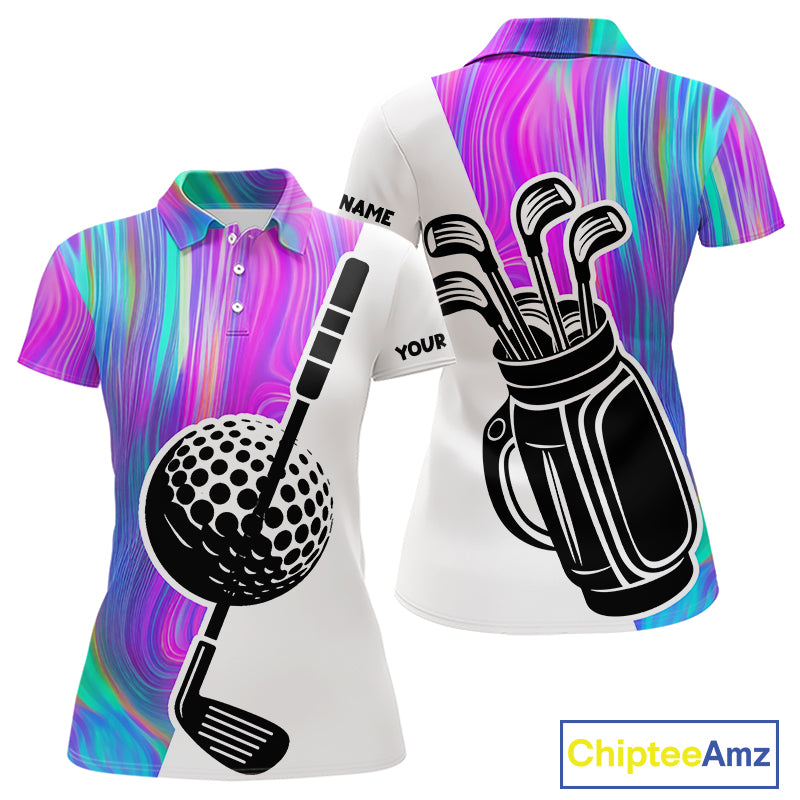 Hologram Golf Pattern Womens Polo Golf Shirts Custom Golf Team Shirts Golfer Outfit, Golf Gifts NBT699