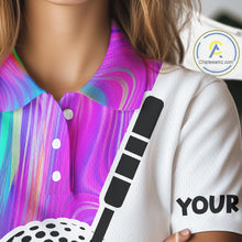 Load image into Gallery viewer, Hologram Golf Pattern Womens Polo Golf Shirts Custom Golf Team Shirts Golfer Outfit, Golf Gifts NBT699