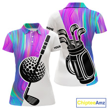 Load image into Gallery viewer, Hologram Golf Pattern Womens Polo Golf Shirts Custom Golf Team Shirts Golfer Outfit, Golf Gifts NBT699