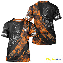 Load image into Gallery viewer, Personalized Deer Hunting Shirt with Antler 3D All Over Print Orange Camo Hunting Clothes NBT271