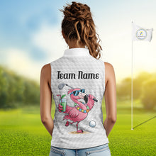 Load image into Gallery viewer, Sleeveless Golf Polo Shirts For Women Funny Flamingo Golf Ball Pattern Custom Name, Golf Gifts NBT566
