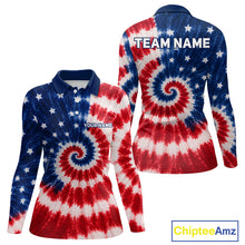 Load image into Gallery viewer, American Flag Tie Dye Pattern Mens Golf Polo Shirts Custom Mens Patriotic Polo Shirts, Golf Gifts NBT807