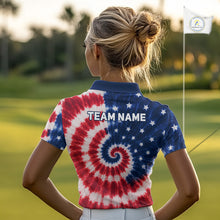 Load image into Gallery viewer, American Flag Tie Dye Pattern Mens Golf Polo Shirts Custom Mens Patriotic Polo Shirts, Golf Gifts NBT807