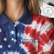Load image into Gallery viewer, American Flag Tie Dye Pattern Mens Golf Polo Shirts Custom Mens Patriotic Polo Shirts, Golf Gifts NBT807