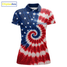 Load image into Gallery viewer, American Flag Tie Dye Pattern Mens Golf Polo Shirts Custom Mens Patriotic Polo Shirts, Golf Gifts NBT807