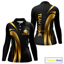 Load image into Gallery viewer, Black And Gold Mens Golf Polo Shirts Custom Golf Clubs Team Golf Shirts, Golf Tops NBT808