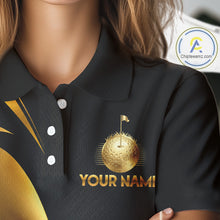 Load image into Gallery viewer, Black And Gold Mens Golf Polo Shirts Custom Golf Clubs Team Golf Shirts, Golf Tops NBT808