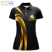 Load image into Gallery viewer, Black And Gold Mens Golf Polo Shirts Custom Golf Clubs Team Golf Shirts, Golf Tops NBT808