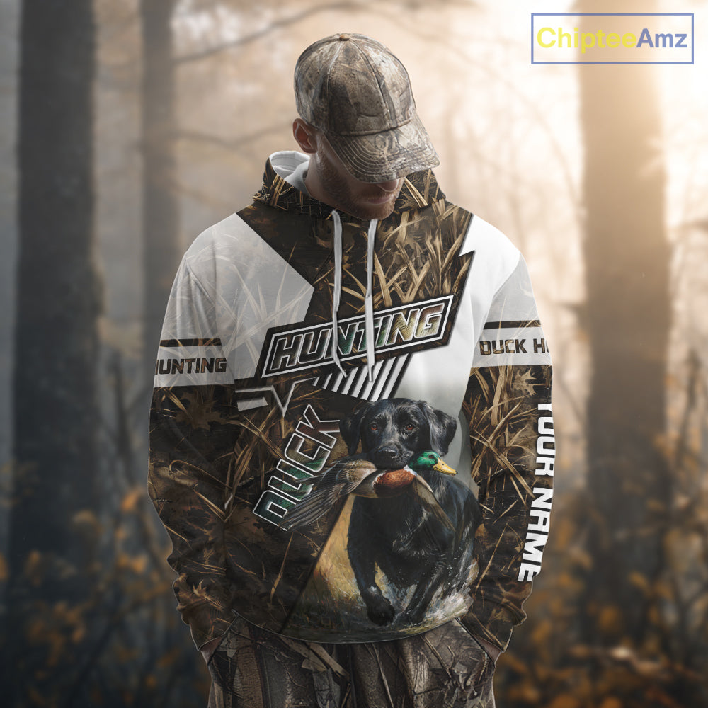 Black Lab Retriever Mallard Duck Hunting Camouflage Shirts, Duck Hunting Camo Shirt NBT199