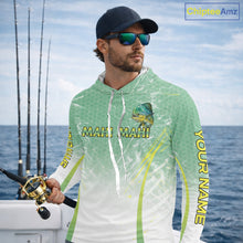 Load image into Gallery viewer, Mahi Mahi Fishing Shirt Long Sleeve Hooded Green Camo, Saltwater Fishing Shirts For Men NBT405