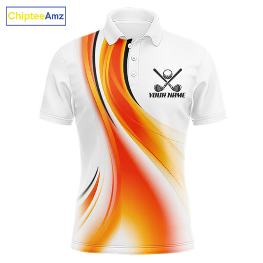 Orange White Womens Golf Polo Shirt Front View Custom Team Name 