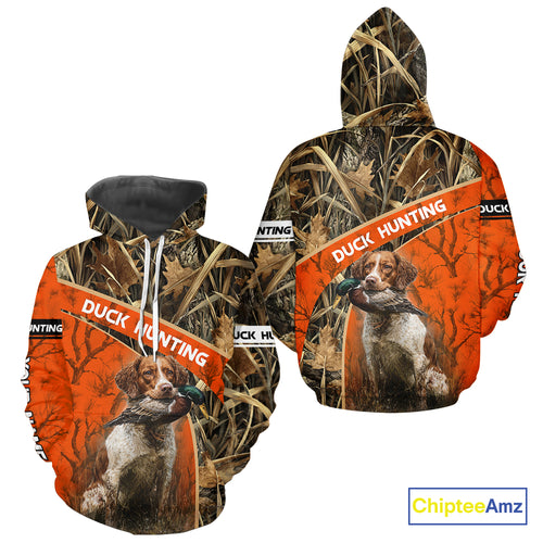 Duck Hunting Orange Camo Custom Name 3D Full Printing Shirts, Hunting Apparel for Duck Hunter NBT114