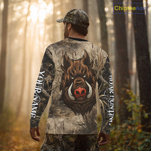 Boar Hunting Camouflage 3D All Over Printed Shirts, Personalized Hunting Clothing, Boar Hunting Camo Shirt NBT210