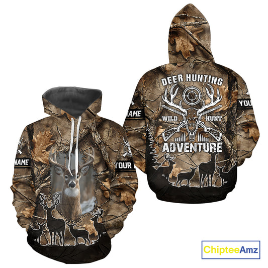 Brown Camo Deer Hunting 3D All Over Print Shirt, Custom Name Big Game for the Deer Hunter NBT29