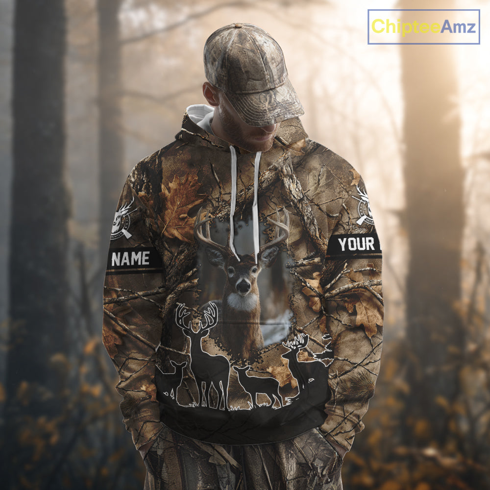 Brown Camo Deer Hunting 3D All Over Print Shirt, Custom Name Big Game for the Deer Hunter NBT29