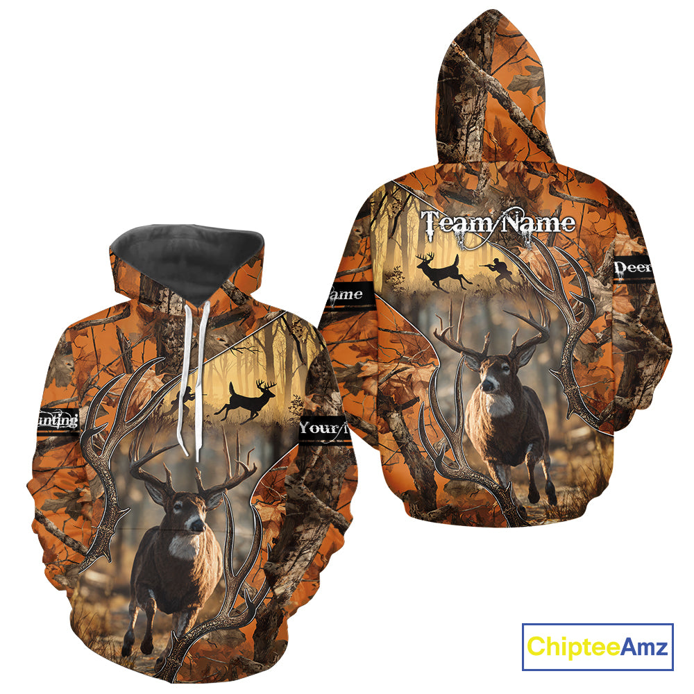 Fall Season Orange Camo Whitetail Deer Hunting Shirt - Hunting Clothes for Men, Deer Hunting Gifts NBT31