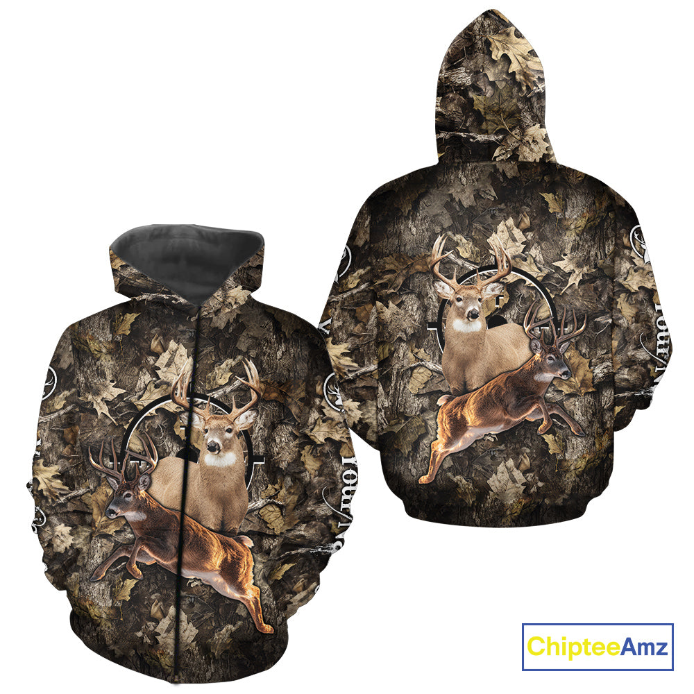 Whitetail Deer Custom Name 3D All Over Printed Shirts, Deer Hunting Clothes, Hunting Season NBT334