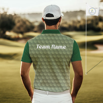 Funny Golf Balls Pattern Mens Golf Polo Shirts Custom Name Golf Apparel For Men | Green NBT741