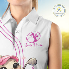 Load image into Gallery viewer, Funny Ostrich Womens Sleeveless Golf Polo Shirts, Cute Womens Golf Shirts, Girls Golf Shirts NBT495