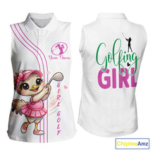 Load image into Gallery viewer, Funny Ostrich Womens Sleeveless Golf Polo Shirts, Cute Womens Golf Shirts, Girls Golf Shirts NBT495