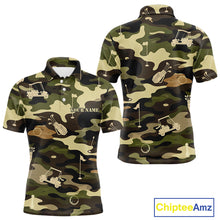 Load image into Gallery viewer, Green Camo Mens Golf Polo Shirts Custom Golf Attire For Men, Personalized Golfer Gifts NBT626
