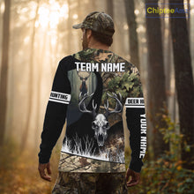Load image into Gallery viewer, Camo Deer Hunting Shirt with Antlers Skull – Personalized Hunting Clothes, Hunting Gifts for Men NBT43